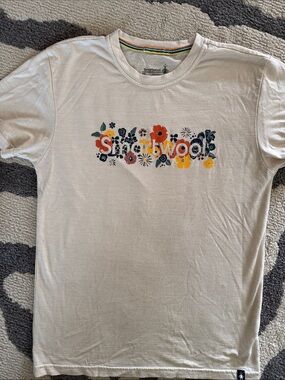 Smartwool Cream Floral Logo Short Sleeve Tee